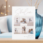 Sketched Shalom 6 Photo Collage Hanukkah Julkort<br><div class="desc">glädje med dessa moderna Hanukkah-helgdagskort som innehåller 6 av dina favoritfoton i en rutnätslayout. "Shalom" visas överst i avslappnadens skissade kursiva skript. Anpassa med din Julhälsningar,  familj namn och året i nedre högerna.</div>