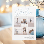 Sketched Shalom 6 Photo Collage Hanukkah Julkort<br><div class="desc">glädje med dessa moderna Hanukkah-helgdagskort som innehåller 6 av dina favoritfoton i en rutnätslayout. "Shalom" visas överst i avslappnadens skissade kursiva skript. Anpassa med din Julhälsningar,  familj namn och året i nedre högerna.</div>