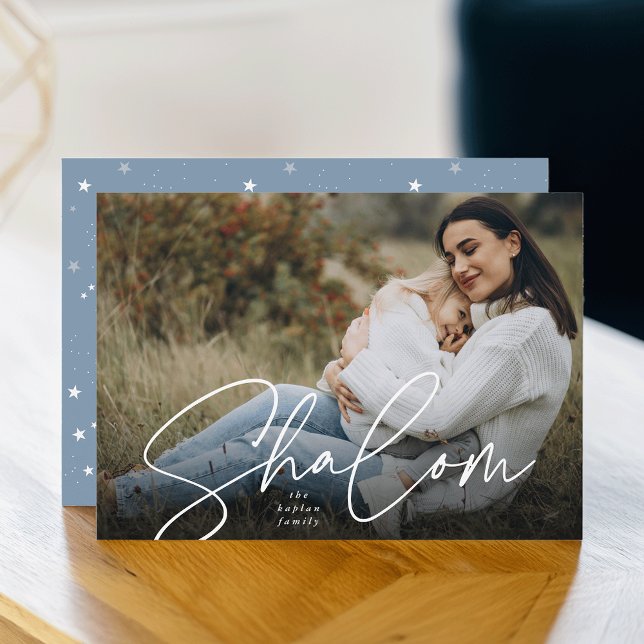 Sketched Shalom Fullt Photo Hanukkah Julkort (Skapare uppladdad)