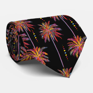 Sketched Tropical Neon Handflatan Träd & Dots på B Slips