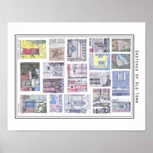 Sketcher av Old Town Alexandria, VA Poster (Framsidan)