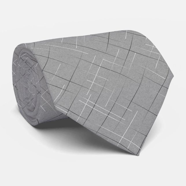 Sketcherade ränder | Fläckig grå Slips (Rullad)