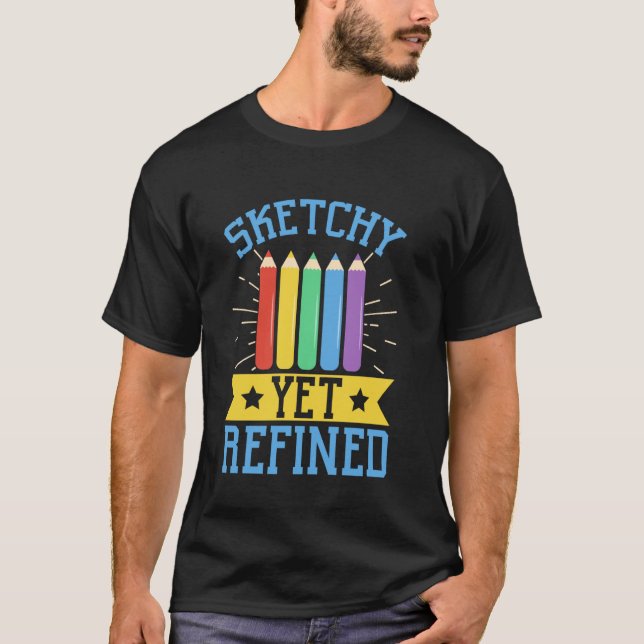 Sketcherig men raffinerad teckning t shirt (Framsida)