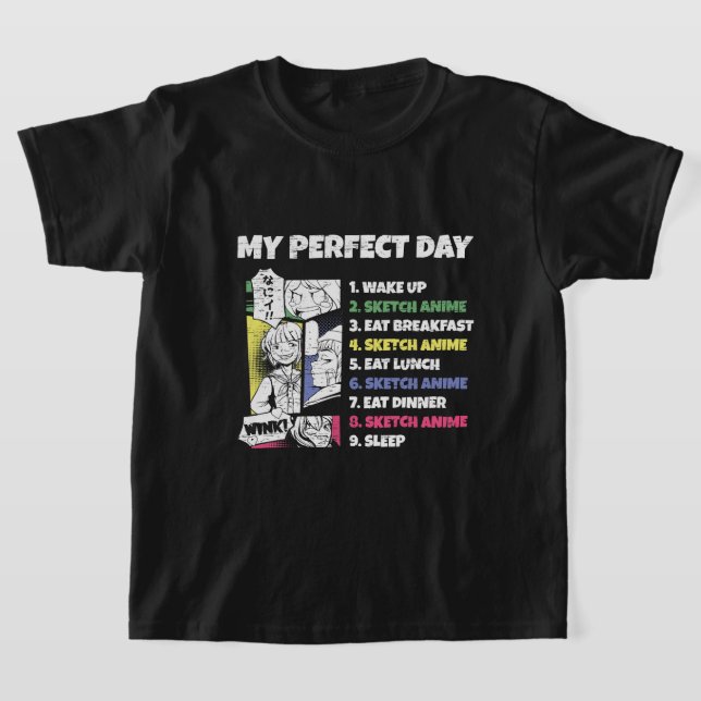 Sketching Anime Perfekt Day Kawaii Sketch Kids Ani T Shirt (Laydown)