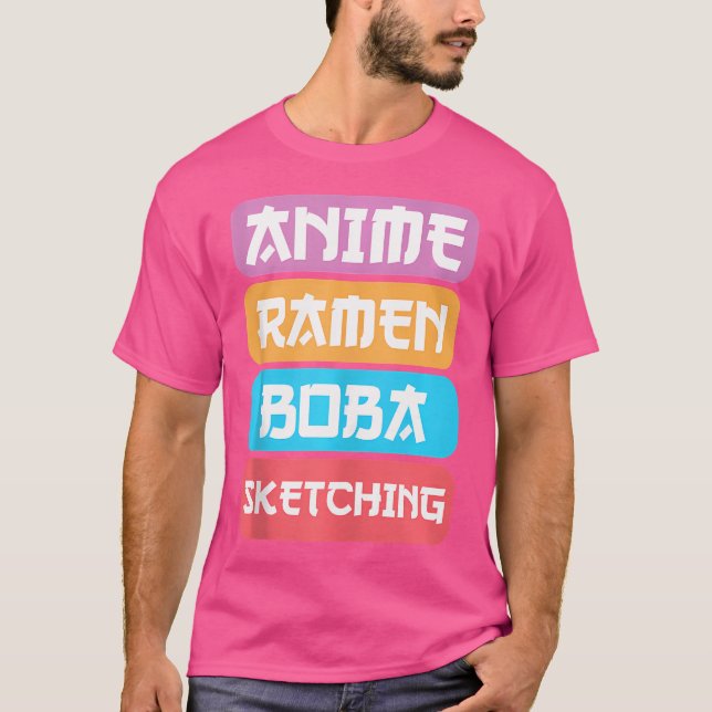 Sketching Teckning - Anime Ramen Boba Sketching T Shirt (Framsida)