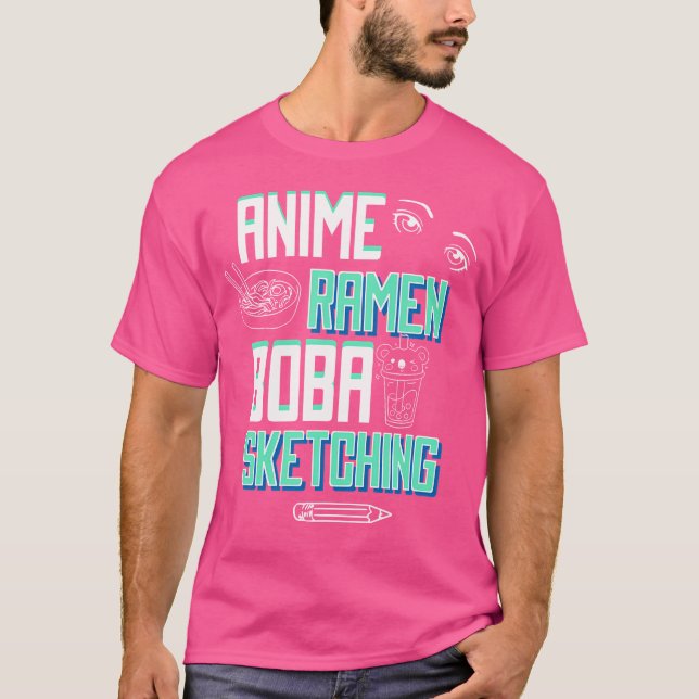 Sketching Teckning - Anime Ramen Boba Sketching T Shirt (Framsida)