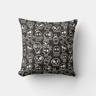 Sketchy Black Skull Sömlös Tapet Kudde