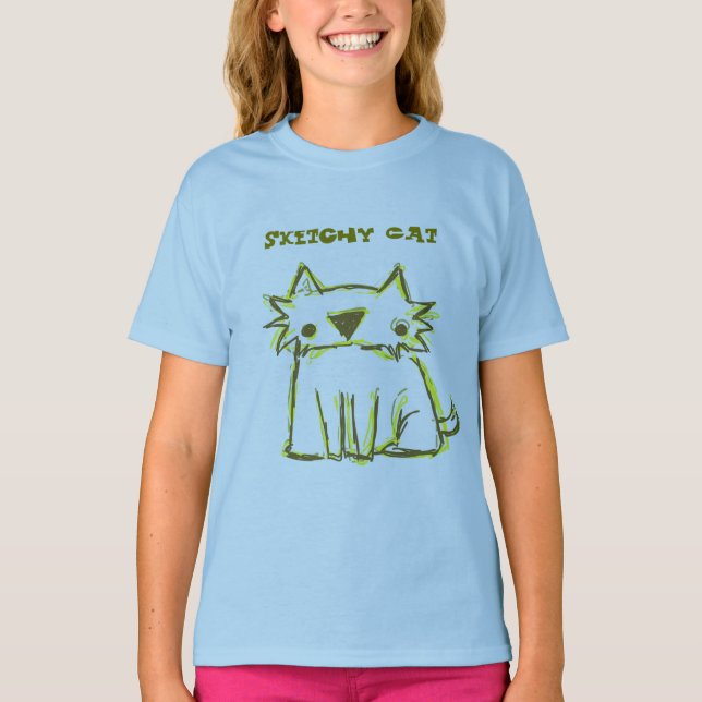 Sketchy Cat T Shirt (Framsida)