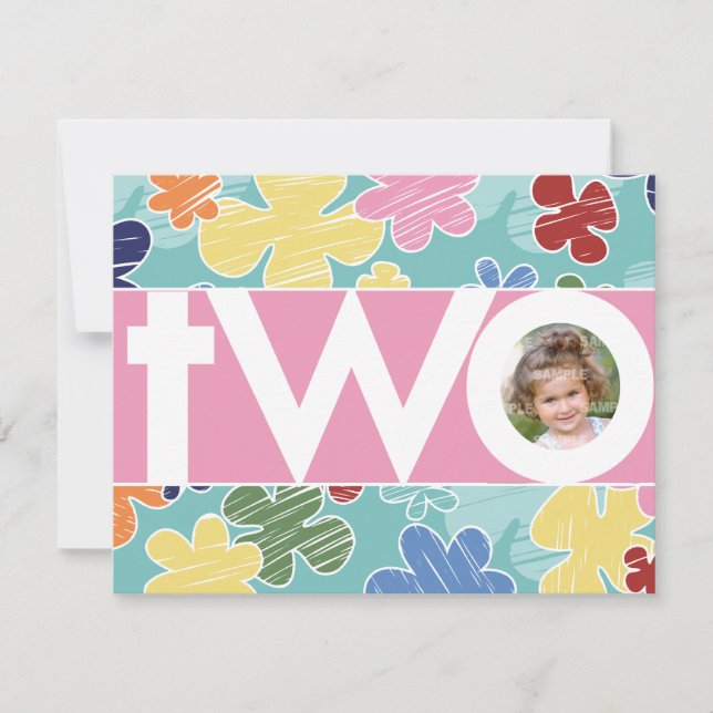 Sketchy Flowers, andra födelsedagsinbjudan Inbjudningar (Framsida)