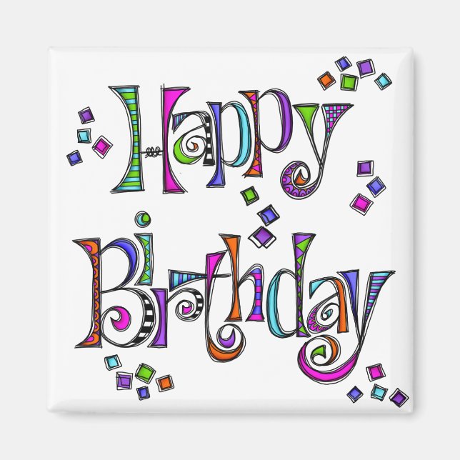 Sketchy Grattis på födelsedagen Magnet (Framsidan)