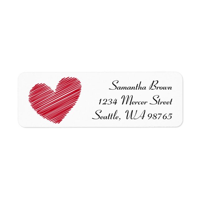 Sketchy Heart-Returetiketter Returadress Etikett (Framsidan)