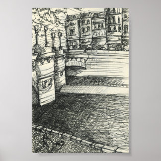 Sketchy i Paris: floden Seine Poster