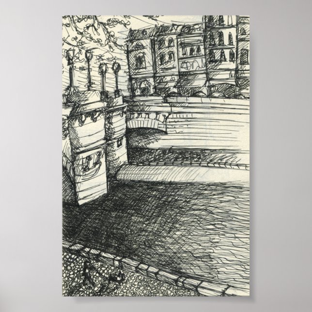 Sketchy i Paris: floden Seine Poster (Framsidan)