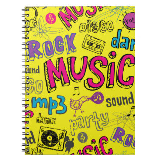 Sketchy Music Doodles Seamless Background Anteckningsbok
