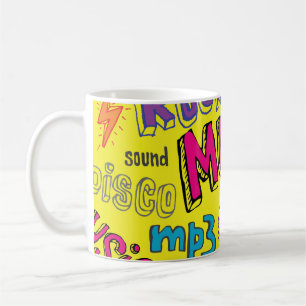 Sketchy Music Doodles Seamless Background Kaffemugg