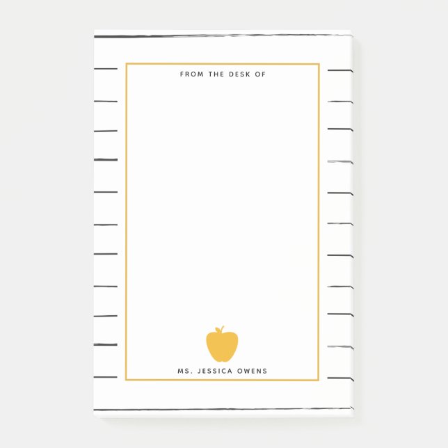 Sketchy Rand Gult Apple Lärare Post-it Block (Framsida)