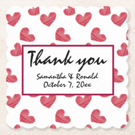 Sketchy Red Heart Bröllop Underlägg Papper