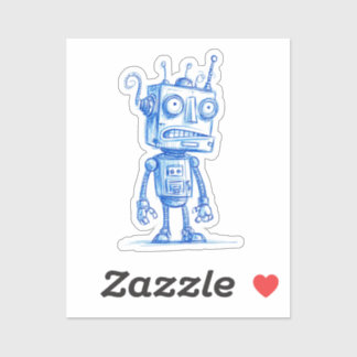 Sketchy Robot Sticker - Quirky Hand-Drawn Design Klistermärken