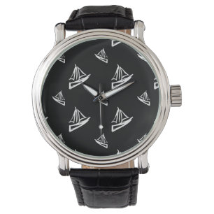 Sketchy segelbåtmönster armbandsur