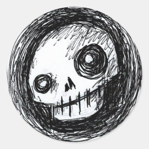 Sketchy Skull Runt Klistermärke