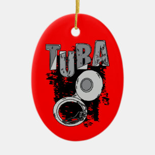 Sketchy Tuba och Text Julgransprydnad Keramik