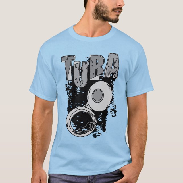 Sketchy Tuba och Text T Shirt (Framsida)