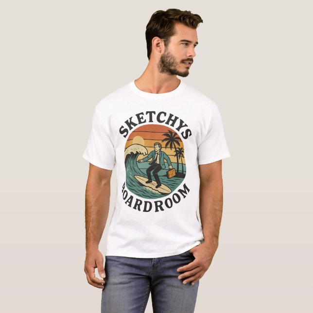 Sketchys Boardroom - Retro surf tshirt  T Shirt (Hel framsida)