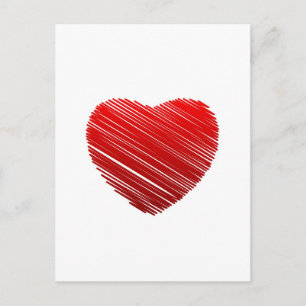 Sketerat rött valentinhjärta helg vykort
