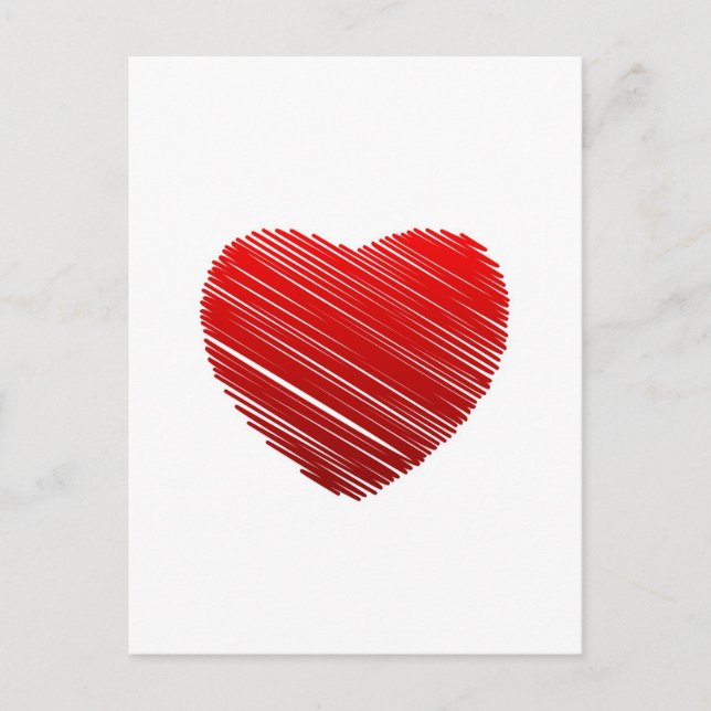 Sketerat rött valentinhjärta helg vykort (Framsida)