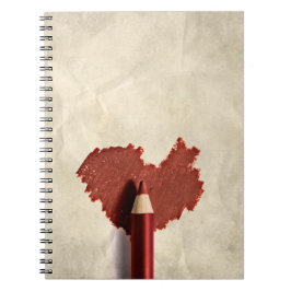 Sketerat skript hjärta anteckningsbok med spiral