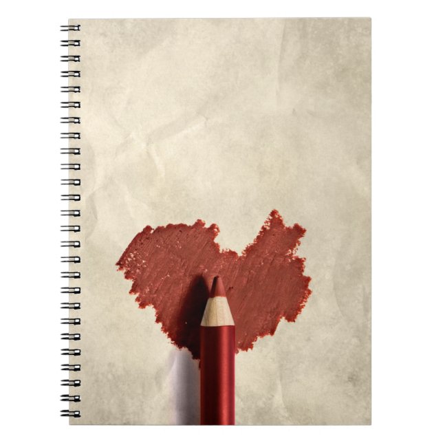 Sketerat skript hjärta anteckningsbok med spiral (Framsidan)
