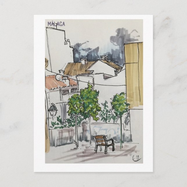 Skethchbook pages. Málaga. Markers Vykort (Framsida)