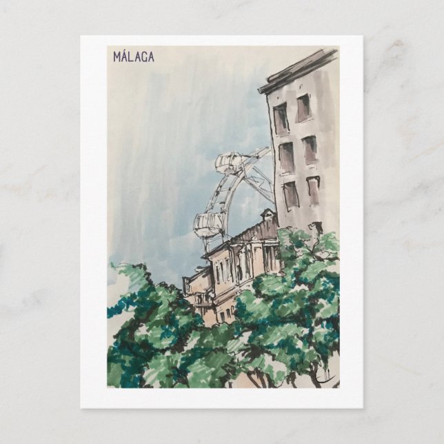 Skethchbook pages. Málaga. Markers Vykort (Framsida)