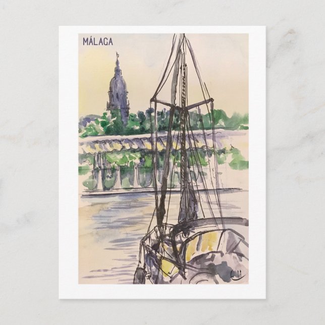 Skethchbook-sidor. Málaga m22 Vykort (Framsida)