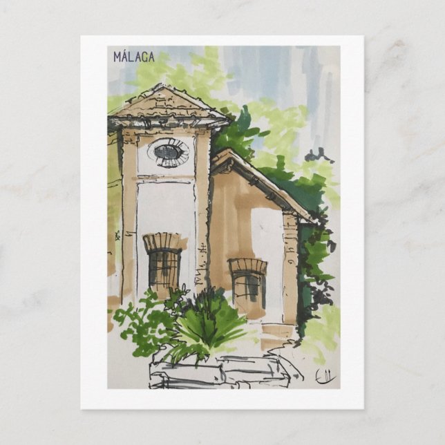 Skethchbook-sidor. Málaga. Markers Vykort (Framsida)