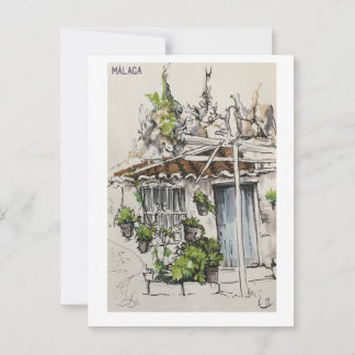 Skethchbook-sidor. Málaga. Markers Vykort