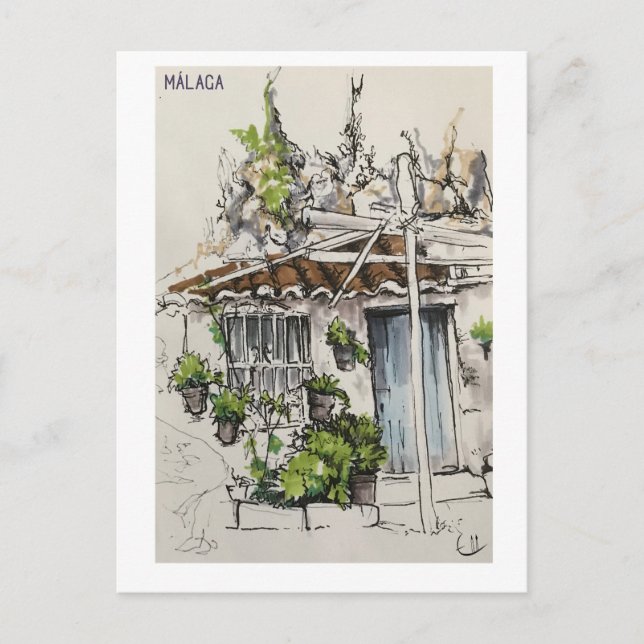 Skethchbook-sidor. Málaga. Markers Vykort (Framsida)