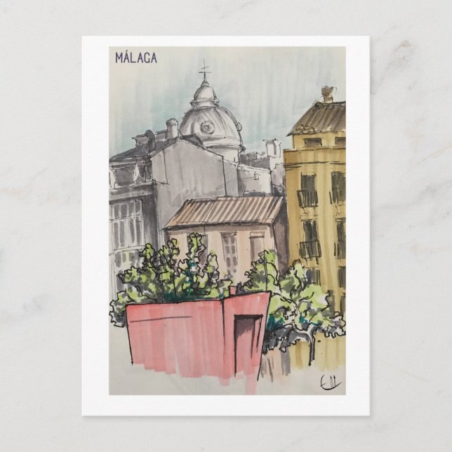 Skethchbook-sidor. Málaga. Markers Vykort (Framsida)