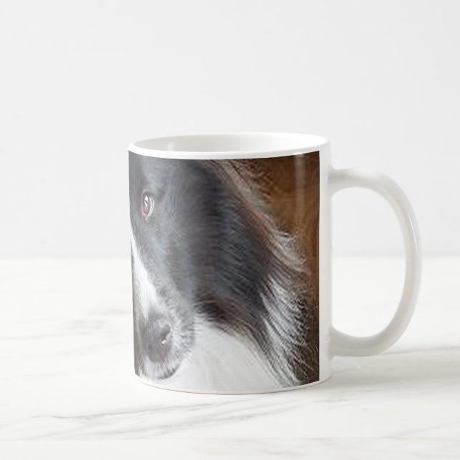 Sketland, fårhund, svart och vit kaffemugg (Höger)