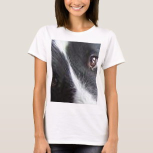 Sketland fårhund, svart och vit ögon tee shirt