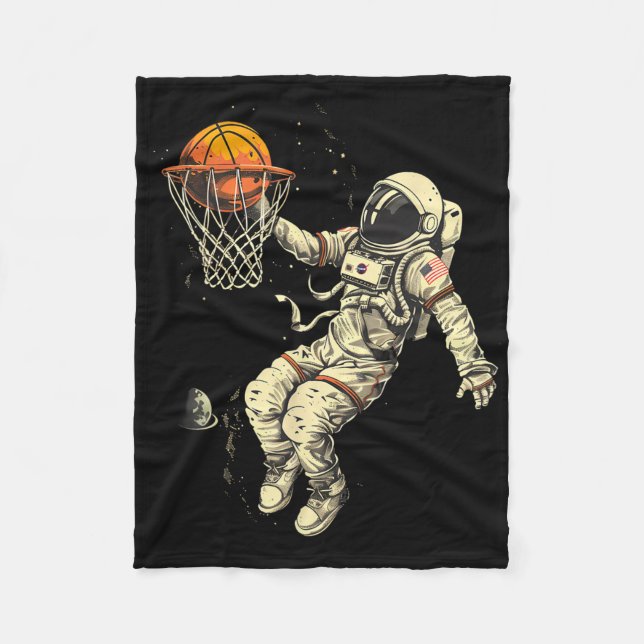 Sketll Astronaut Teckning Sketll Älskare Slam dunk Fleecefilt (Framsidan)