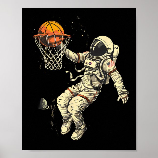 Sketll Astronaut Teckning Sketll Älskare Slam dunk Poster (Framsidan)