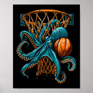 Sketll Bläckfisk Ritning Sketll Spelare Slam Dunk Poster