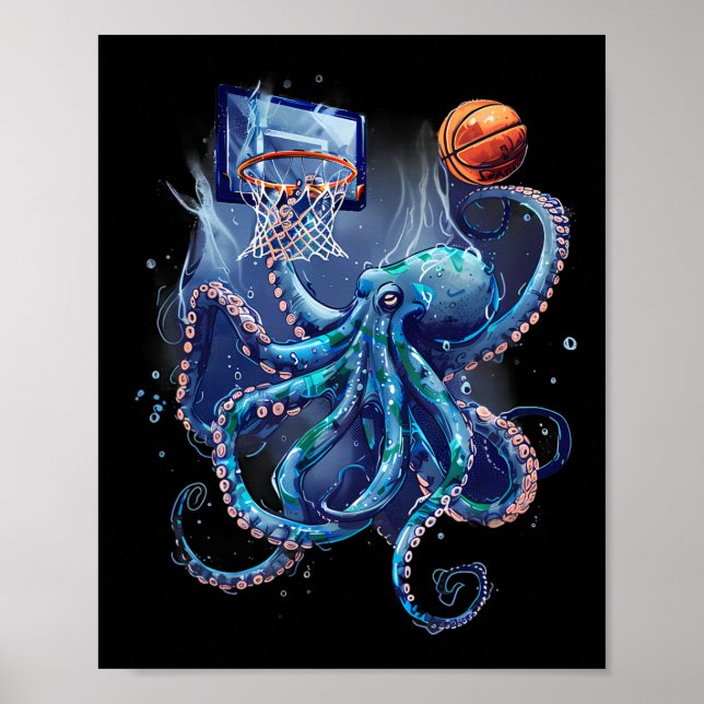 Sketll Bläckfisk Slam Dunk Sketll Spelar Konst  Poster (Framsidan)