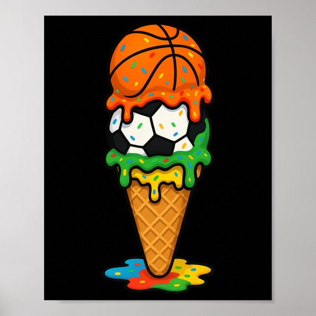Sketll Fotboll Glass Strömmar Färgrik Sommar Spel  Poster (Framsidan)