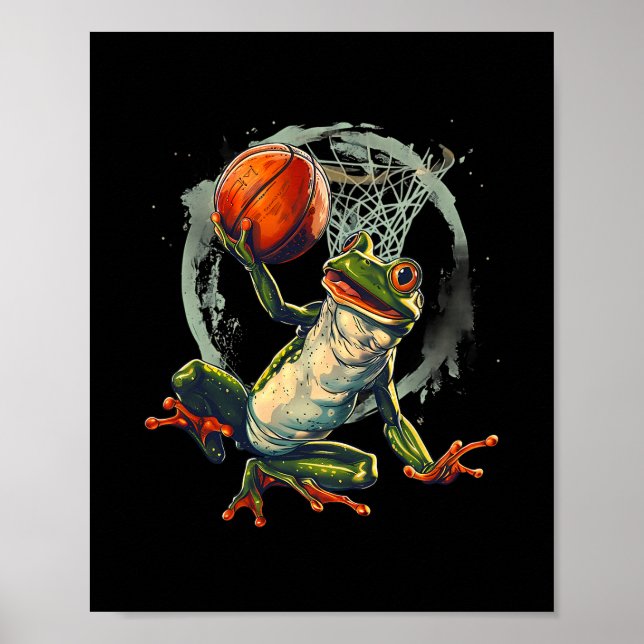 Sketll Frog Toad Slam Dunk Artwork Sketll Hoop  Poster (Framsidan)