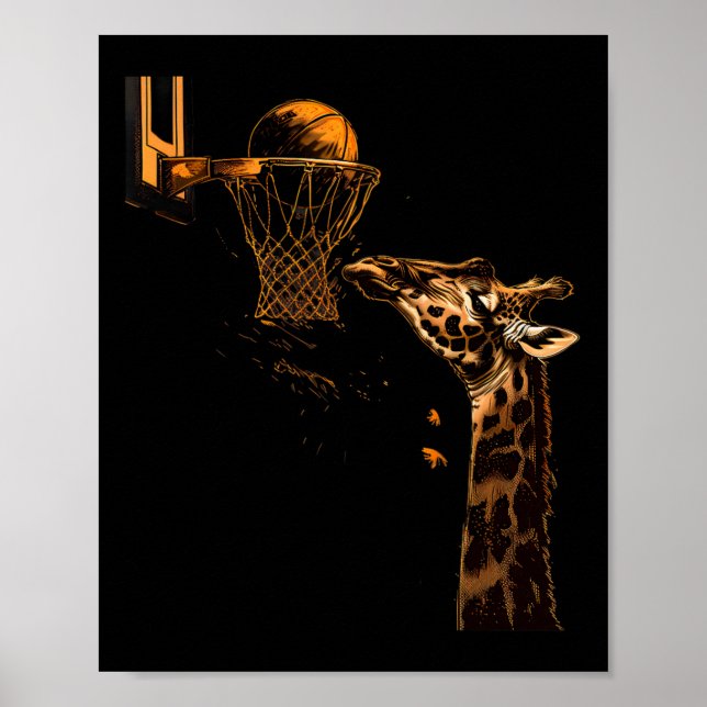 Sketll Giraffe Animal Art Sketll Älskare Slam dunk Poster (Framsidan)