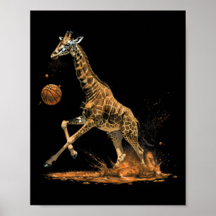 Sketll Giraffe Animal Art Teckning Sketll Älskare Poster