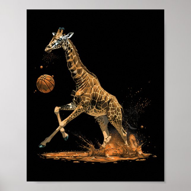 Sketll Giraffe Animal Art Teckning Sketll Älskare Poster (Framsidan)