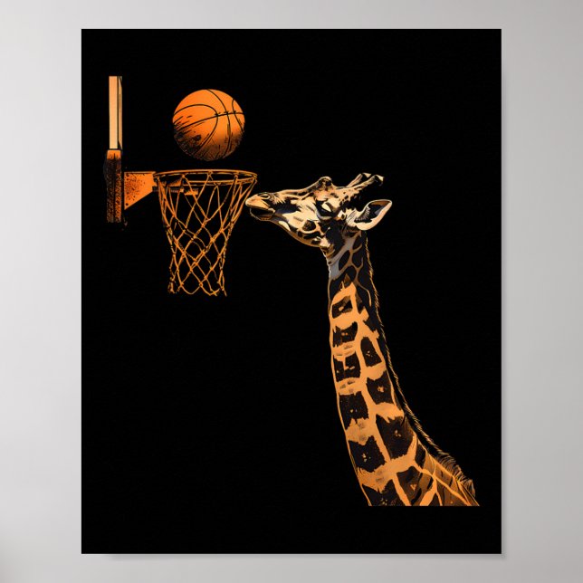 Sketll Giraffe Slam dunk Sketll Älskare Animal Art Poster (Framsidan)
